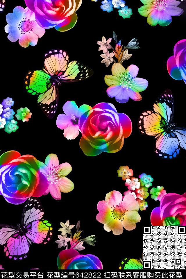 花卉散花纯色底数码印花华亿平台下载（图片编号: 642822） - 瓦栏（Walan）