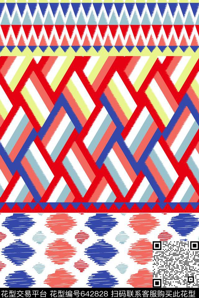 拼接华亿平台三角形菱形传统印花华亿平台下载（图片编号: 642828） - 瓦栏（Walan）
