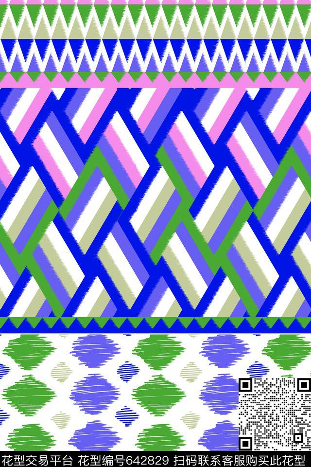 拼接华亿平台三角形菱形传统印花华亿平台下载（图片编号: 642829） - 瓦栏（Walan）