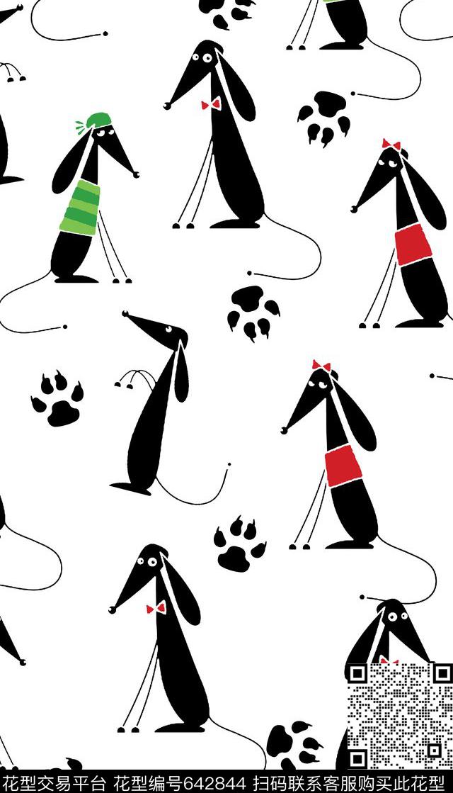 清新卡通小狗传统印花华亿平台下载（图片编号: 642844） - 瓦栏（Walan）