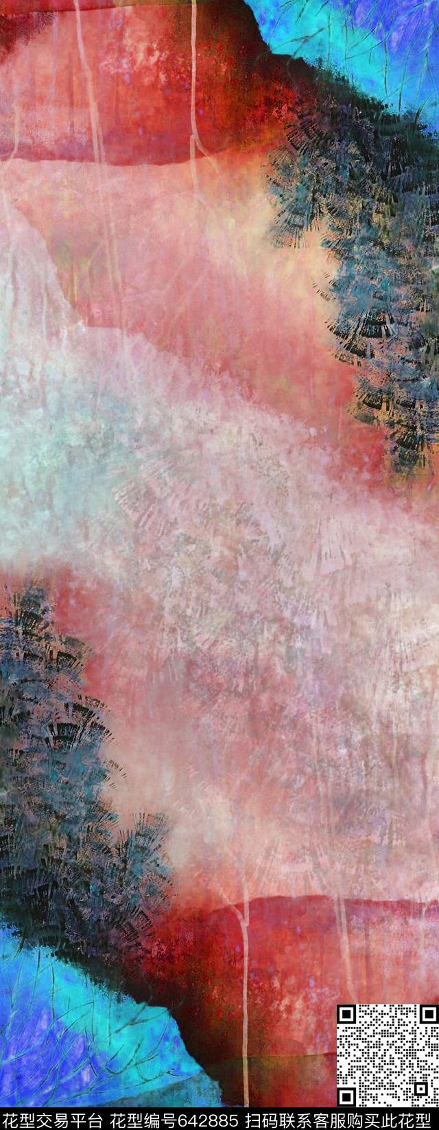 丝巾抽象油画数码印花华亿平台下载（图片编号: 642885） - 瓦栏（Walan）
