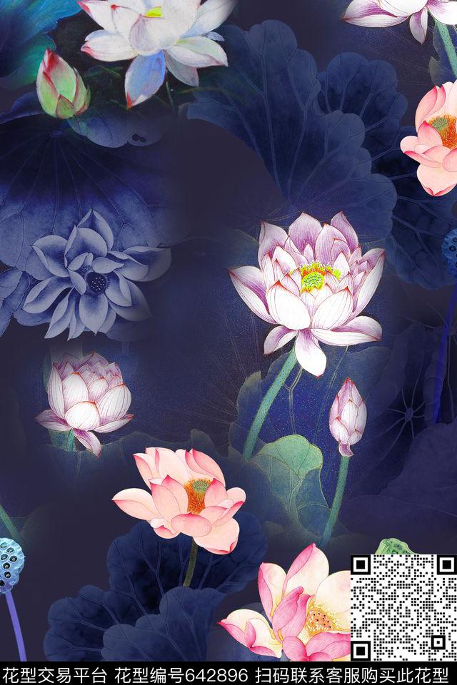 工笔画民族风中国风数码印花华亿平台下载（图片编号: 642896） - 瓦栏（Walan）