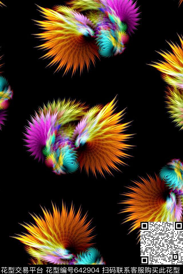 时尚潮流彩绘几何分形数码印花时尚欧美大牌女装外套彩色印花流行设计风格数码印花华亿平台下载（图片编号: 642904） - 瓦栏（Walan）