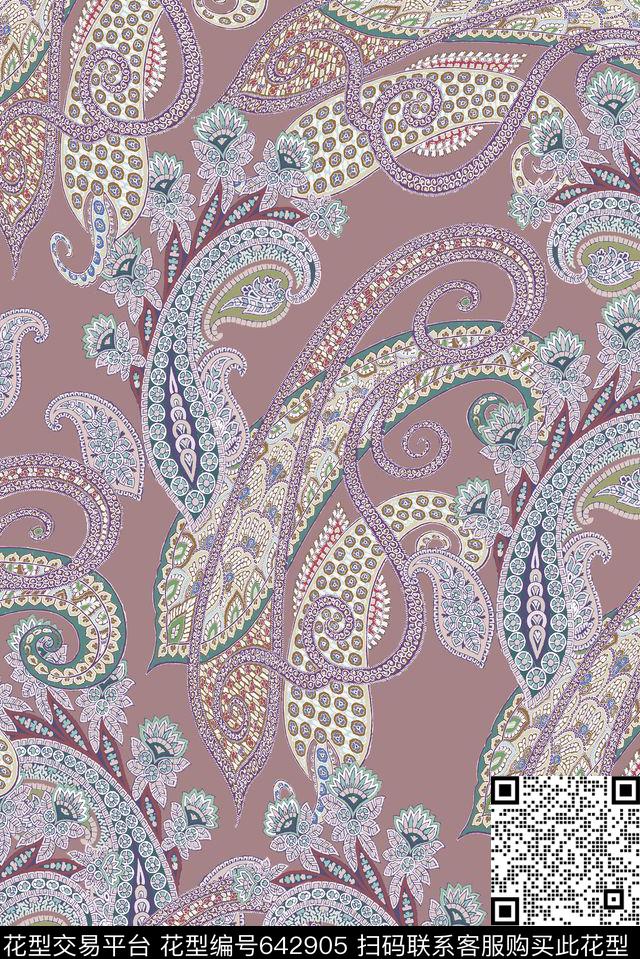 精细花纹腰果花数码印花华亿平台下载（图片编号: 642905） - 瓦栏（Walan）