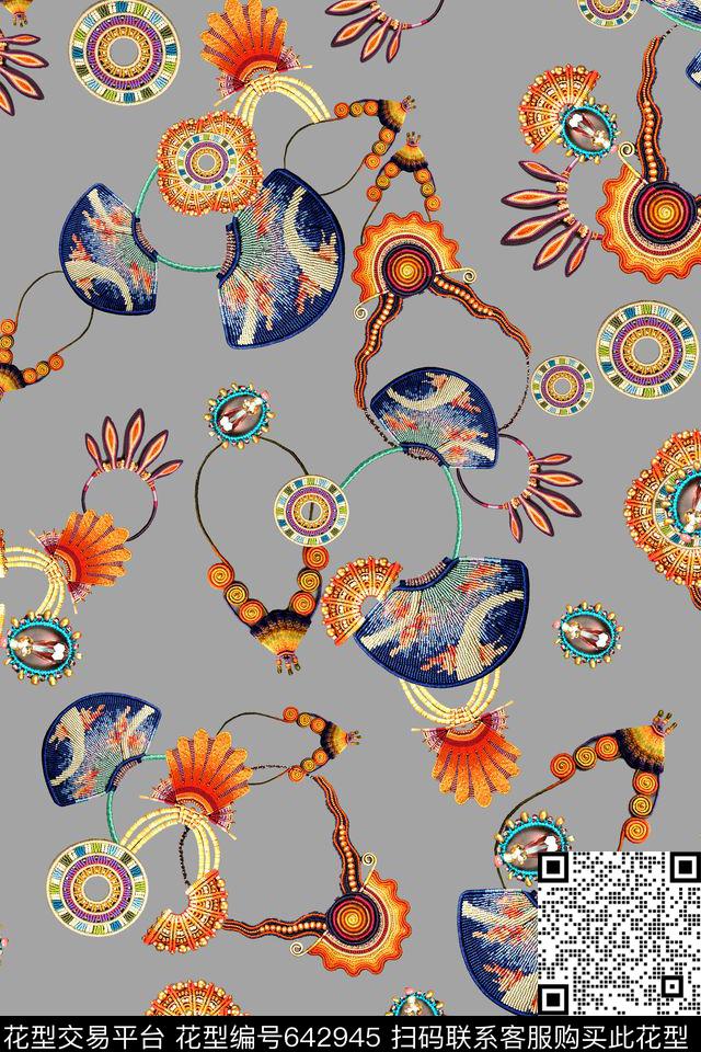 民族花卉平底数码印花华亿平台下载（图片编号: 642945） - 瓦栏（Walan）