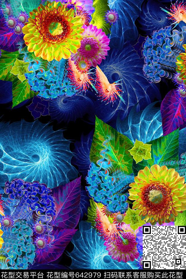 平底抽象艺术数码印花华亿平台下载（图片编号: 642979） - 瓦栏（Walan）