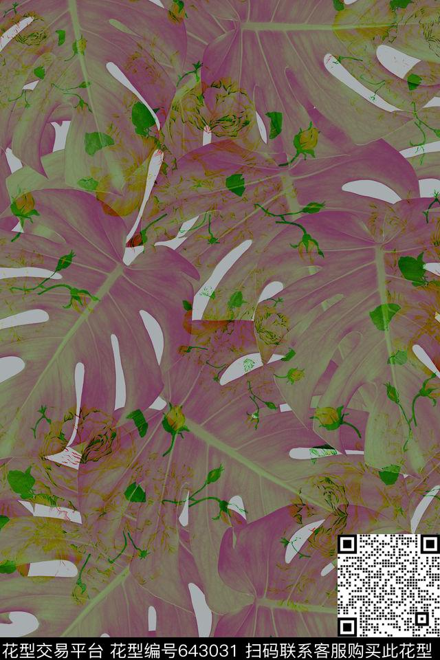 花卉植物热带传统印花华亿平台下载（图片编号: 643031） - 瓦栏（Walan）