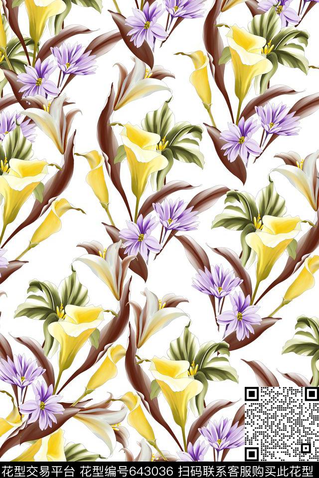 简单清爽满版数码印花华亿平台下载（图片编号: 643036） - 瓦栏（Walan）