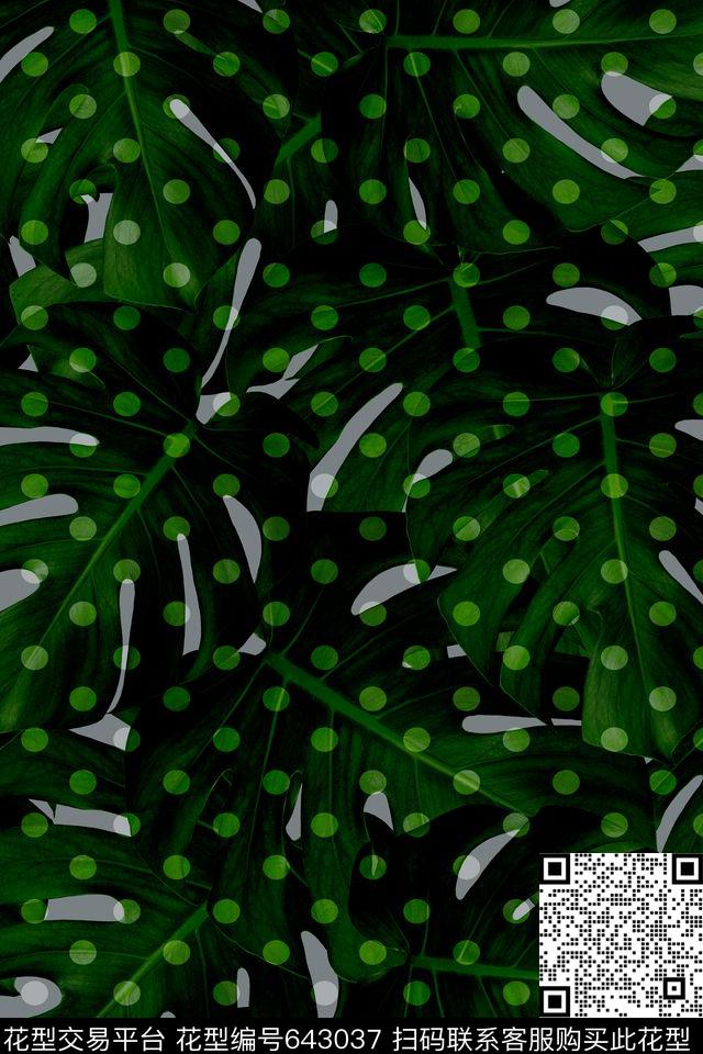 波点热带植物传统印花华亿平台下载（图片编号: 643037） - 瓦栏（Walan）