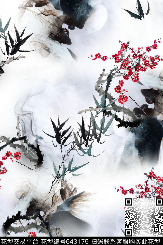 山水画民族风中国风数码印花华亿平台下载（图片编号: 643175） - 瓦栏（Walan）