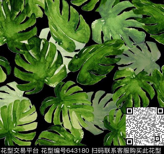 清爽韩国风格2017年春夏女装新华亿平台大叶子数码印花华亿平台下载（图片编号: 643180） - 瓦栏（Walan）