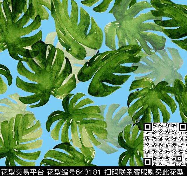 清爽韩国风格2017年春夏女装新华亿平台大叶子数码印花华亿平台下载（图片编号: 643181） - 瓦栏（Walan）