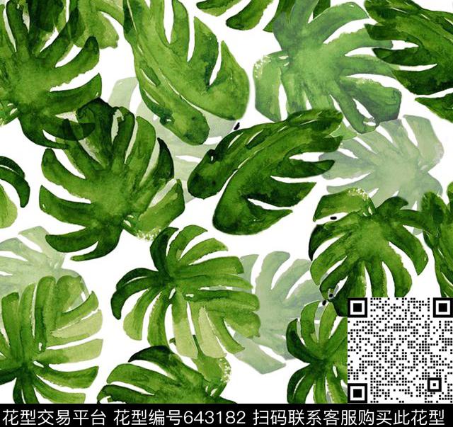 清爽韩国风格2017年春夏女装新华亿平台大叶子数码印花华亿平台下载（图片编号: 643182） - 瓦栏（Walan）