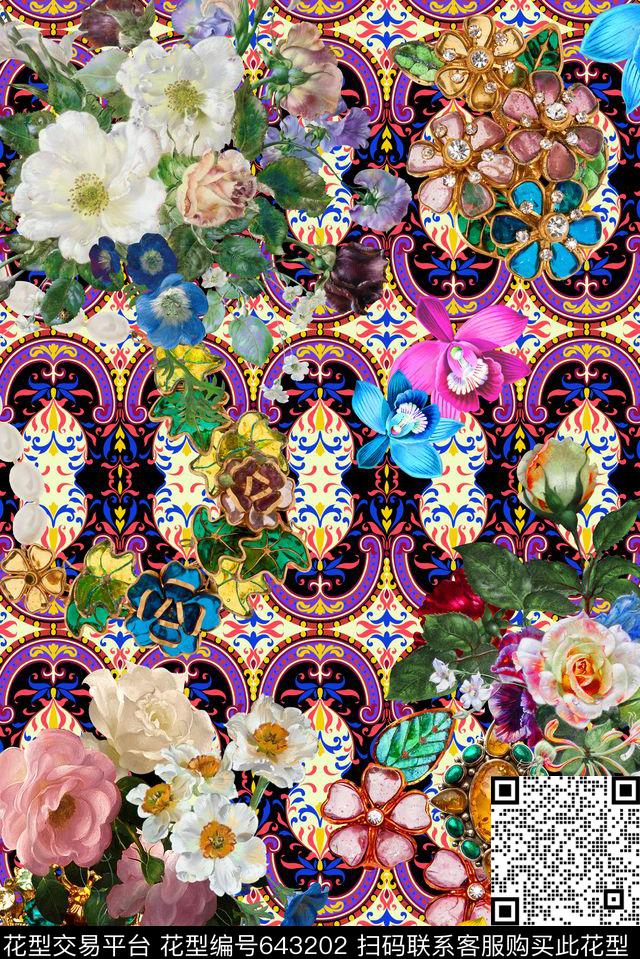 布艺家纺油画花卉花卉数码印花华亿平台下载（图片编号: 643202） - 瓦栏（Walan）