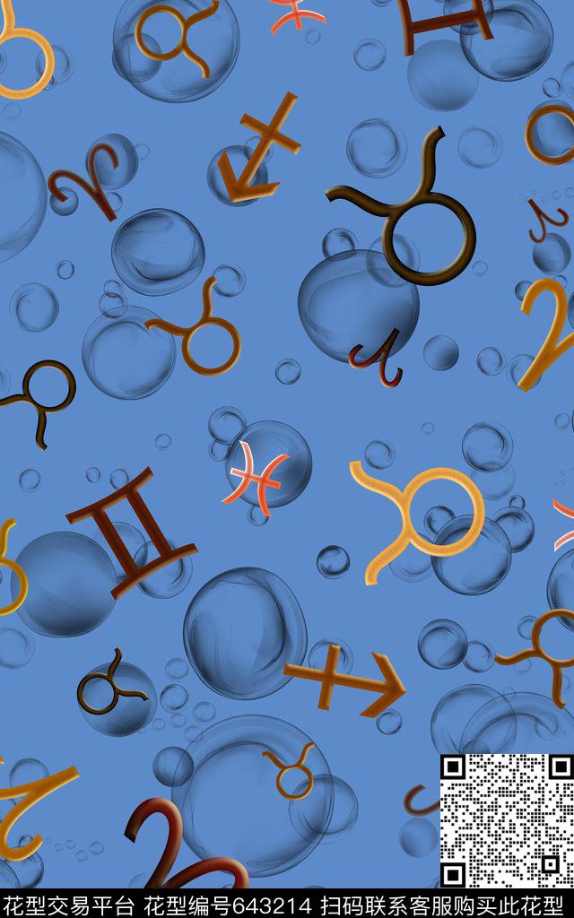抽象性别符号气泡数码印花华亿平台下载（图片编号: 643214） - 瓦栏（Walan）