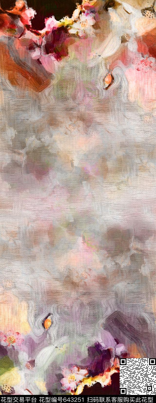 长巾抽象朦胧数码印花华亿平台下载（图片编号: 643251） - 瓦栏（Walan）