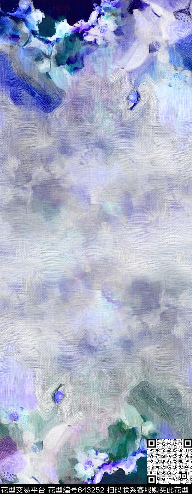 长巾抽象朦胧数码印花华亿平台下载（图片编号: 643252） - 瓦栏（Walan）