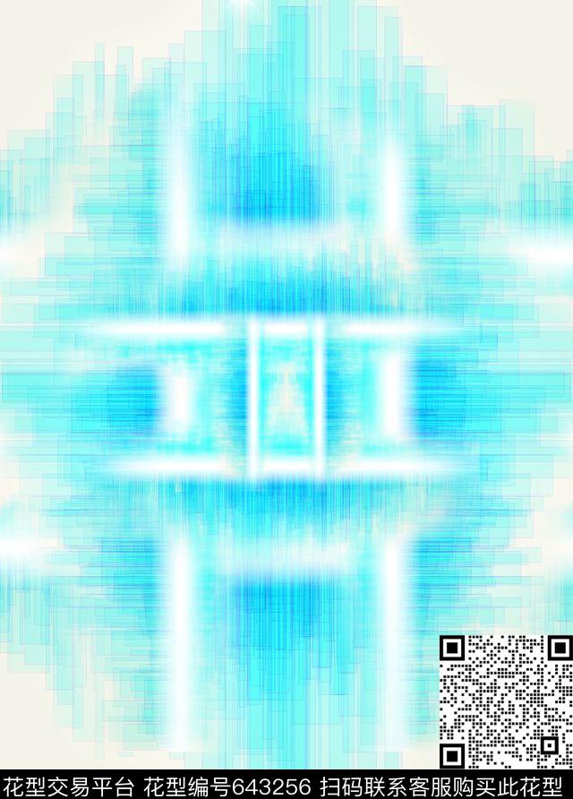 蓝色抽象白底数码印花华亿平台下载（图片编号: 643256） - 瓦栏（Walan）