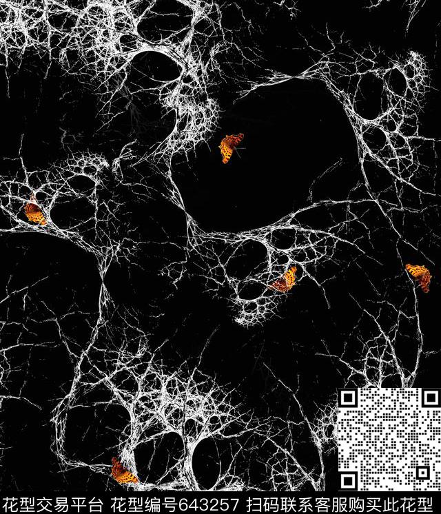 蛛网蝴蝶束缚数码印花华亿平台下载（图片编号: 643257） - 瓦栏（Walan）