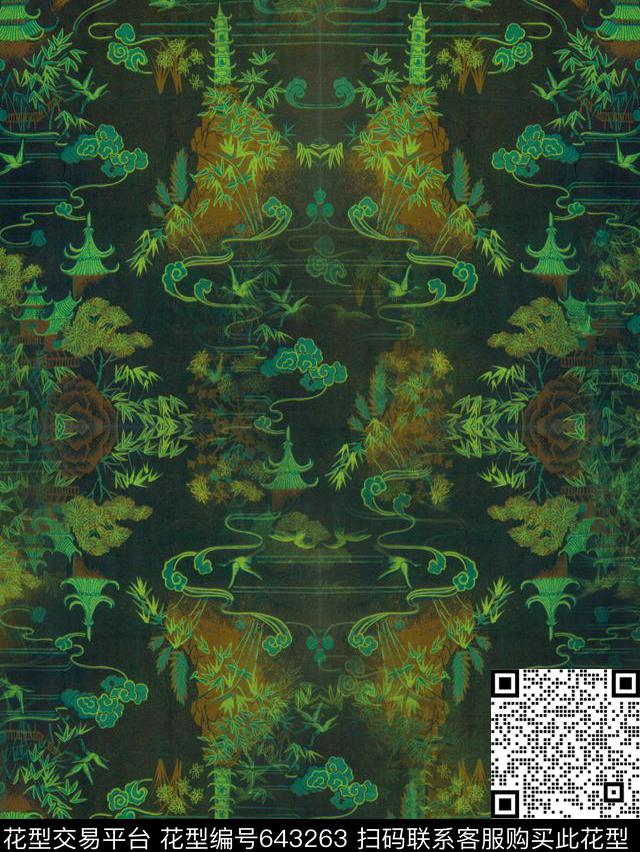 复古、手绘、风景数码印花华亿平台下载（图片编号: 643263） - 瓦栏（Walan）