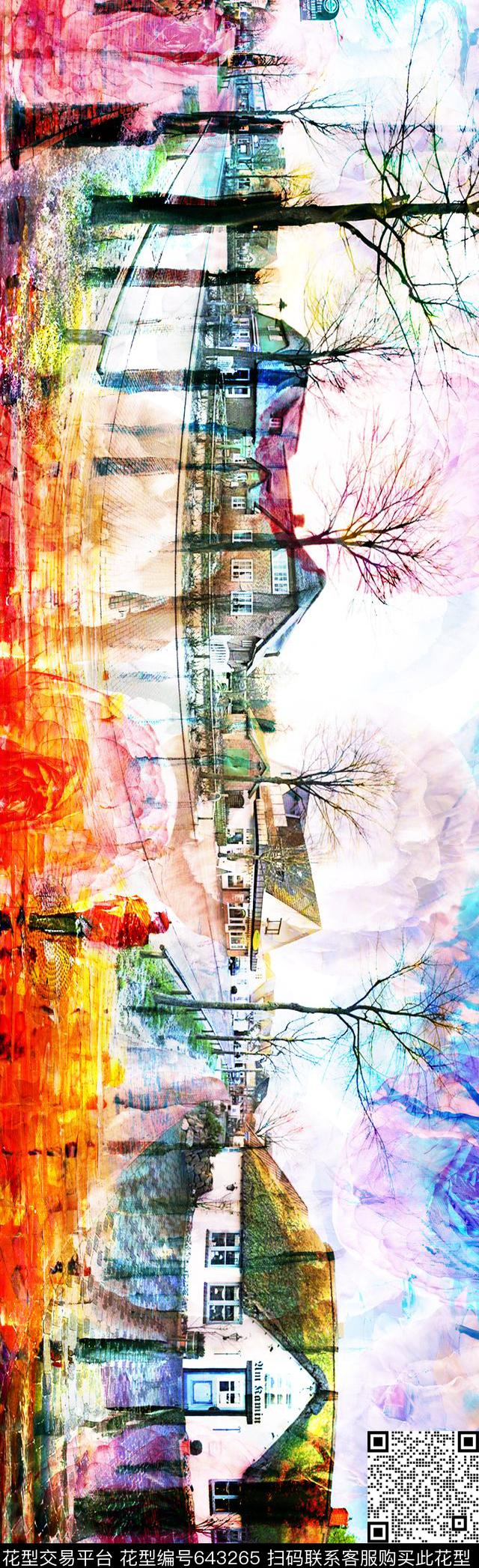 长巾花卉花纹数码印花抽象长巾数码印花华亿平台下载（图片编号: 643265） - 瓦栏（Walan）