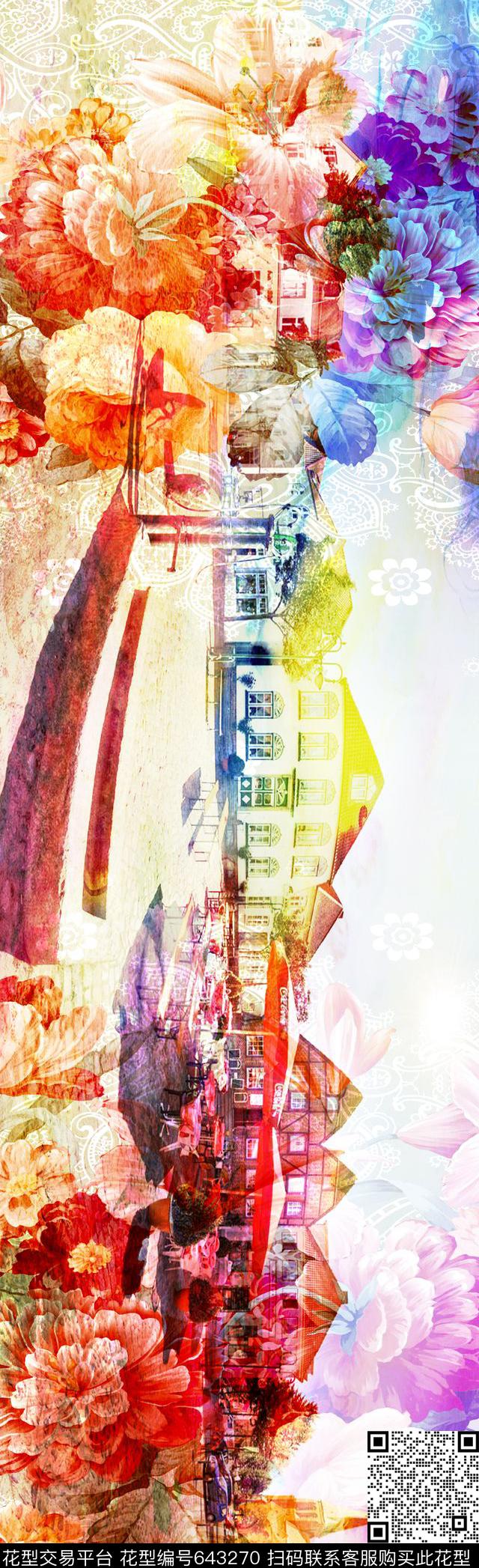长巾花卉花纹数码印花抽象长巾数码印花华亿平台下载（图片编号: 643270） - 瓦栏（Walan）