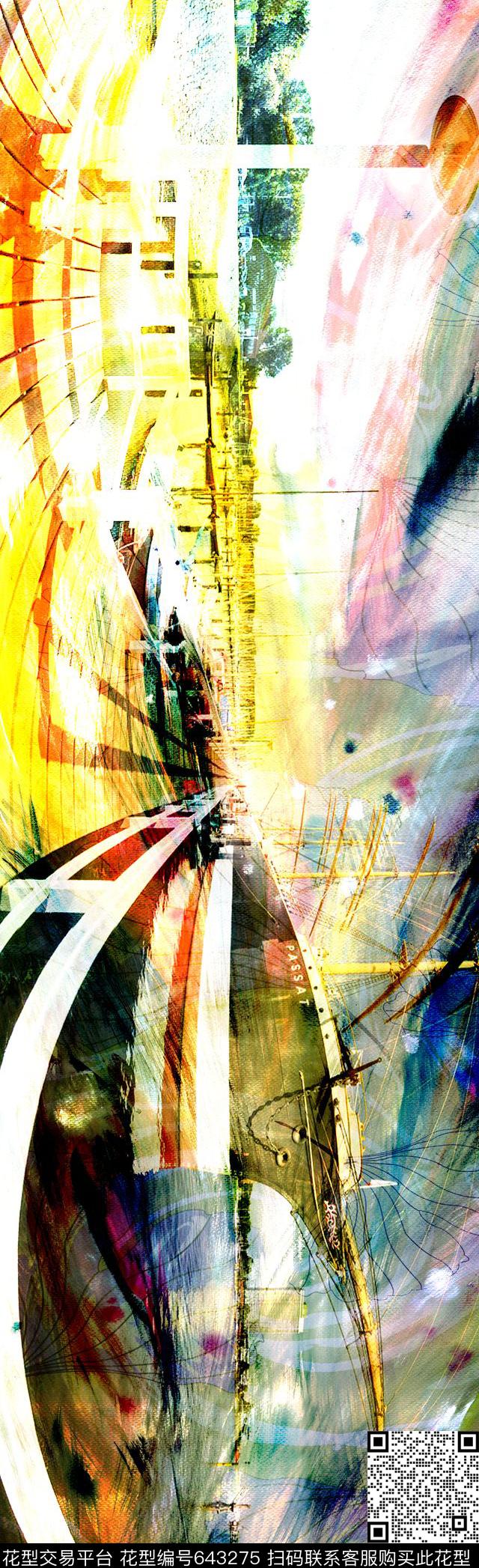 长巾花卉花纹数码印花抽象长巾数码印花华亿平台下载（图片编号: 643275） - 瓦栏（Walan）