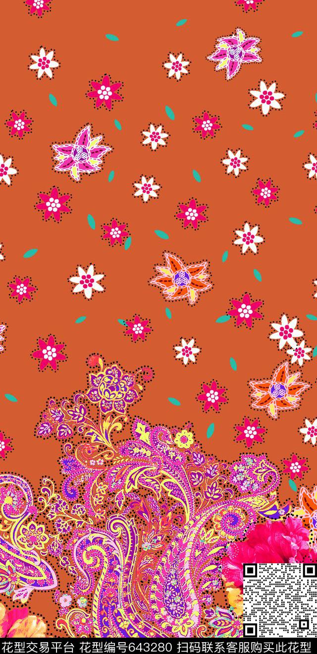 色块火腿花佩斯利传统印花华亿平台下载（图片编号: 643280） - 瓦栏（Walan）