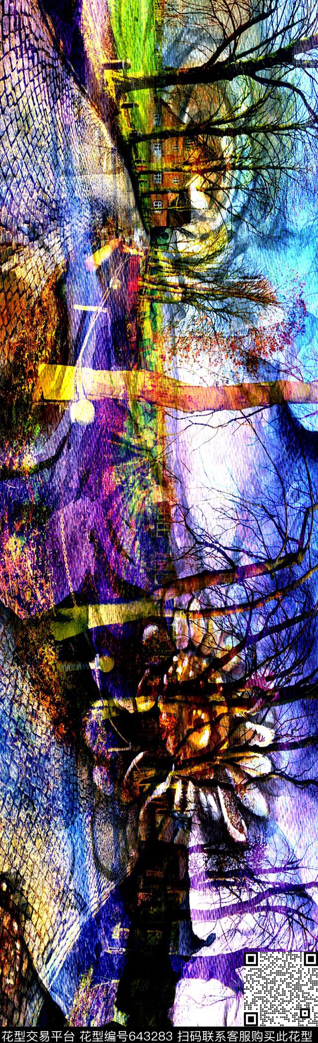 长巾花纹花纹数码印花抽象花纹数码印花华亿平台下载（图片编号: 643283） - 瓦栏（Walan）