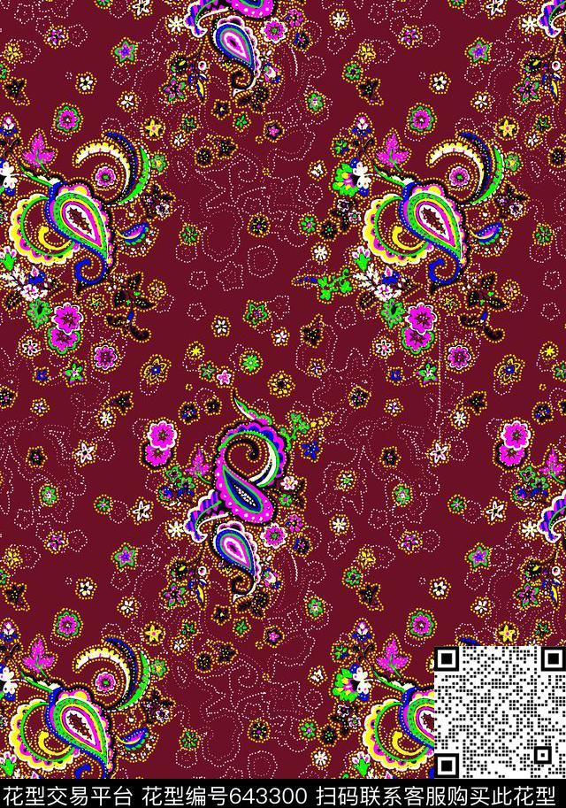 几何火腿花佩斯利传统印花华亿平台下载（图片编号: 643300） - 瓦栏（Walan）