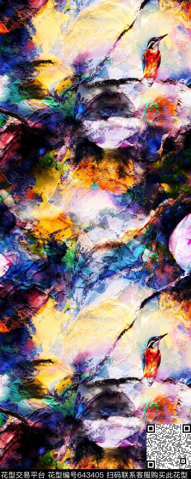 时尚纺织品印花手绘时尚花鸟手绘艺术荷花国画数码印花华亿平台下载（图片编号: 643405） - 瓦栏（Walan）