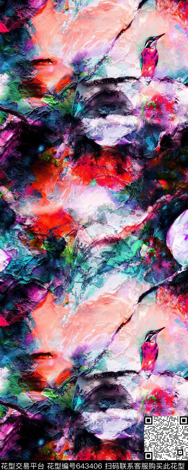 时尚纺织品印花手绘时尚花鸟手绘艺术荷花国画数码印花华亿平台下载（图片编号: 643406） - 瓦栏（Walan）