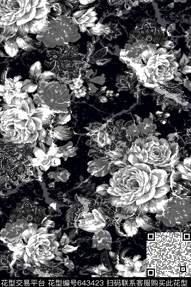 花卉纹理花卉男装衬衫数码印花华亿平台下载（图片编号: 643423） - 瓦栏（Walan）