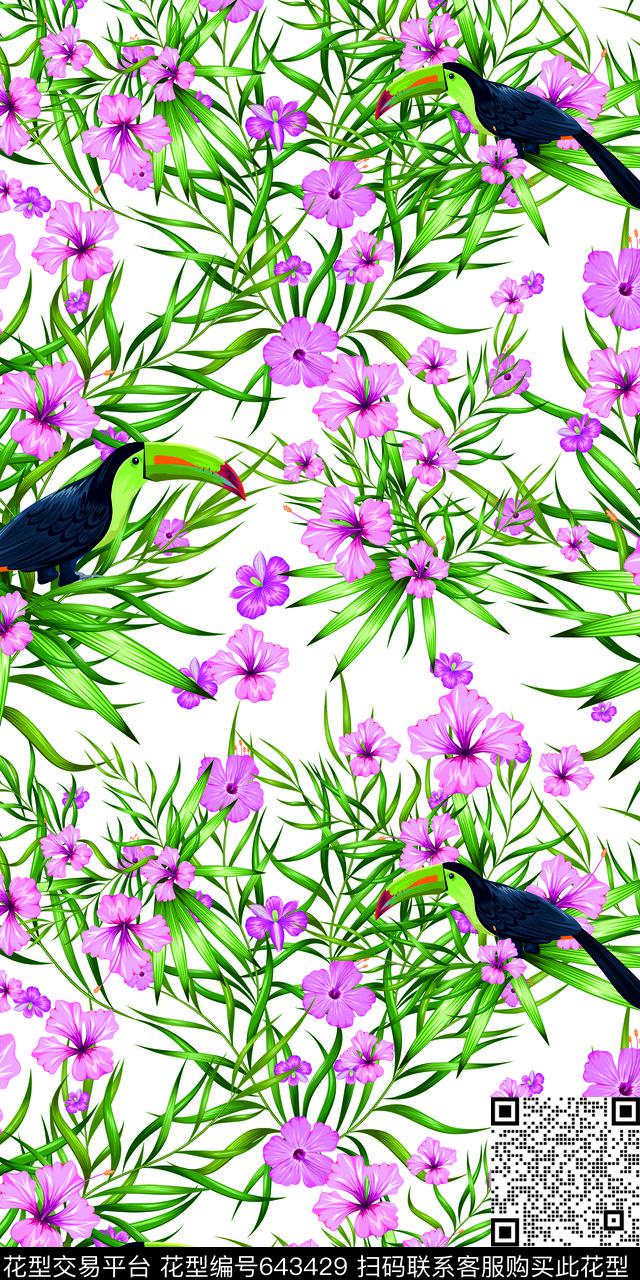 tropicalanimalflowers数码印花华亿平台下载（图片编号: 643429） - 瓦栏（Walan）