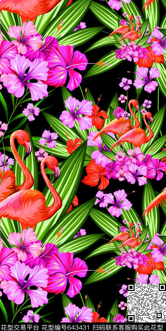 tropical2017flamingo数码印花华亿平台下载（图片编号: 643431） - 瓦栏（Walan）