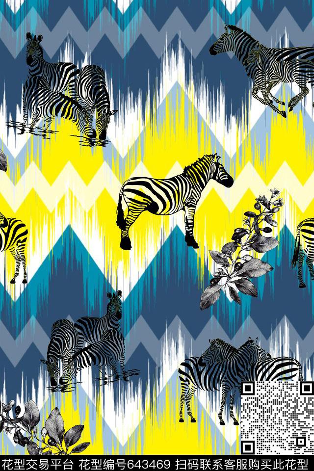 几何休闲风条纹斑马数码印花华亿平台下载（图片编号: 643469） - 瓦栏（Walan）