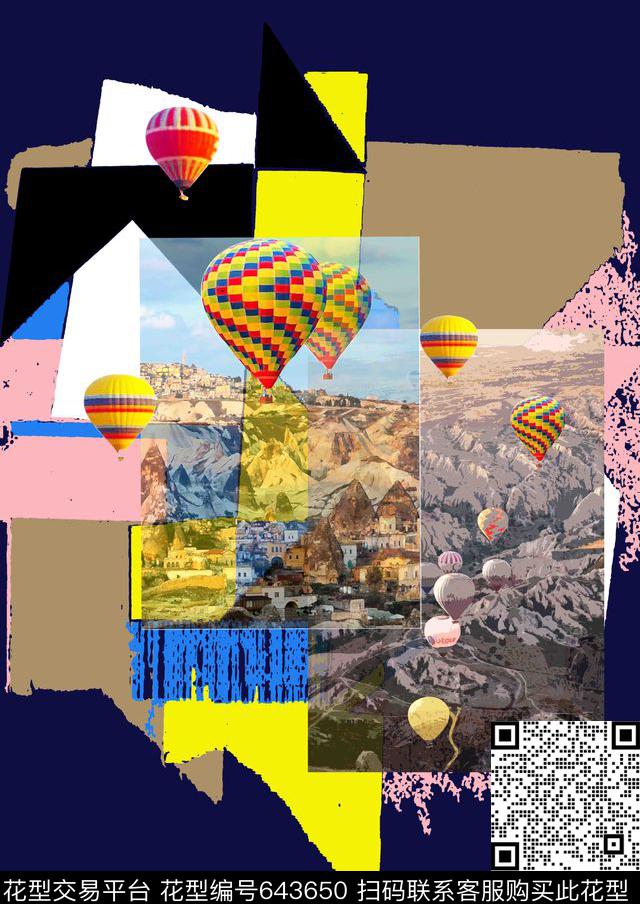 热气球。风景数码印花华亿平台下载（图片编号: 643650） - 瓦栏（Walan）