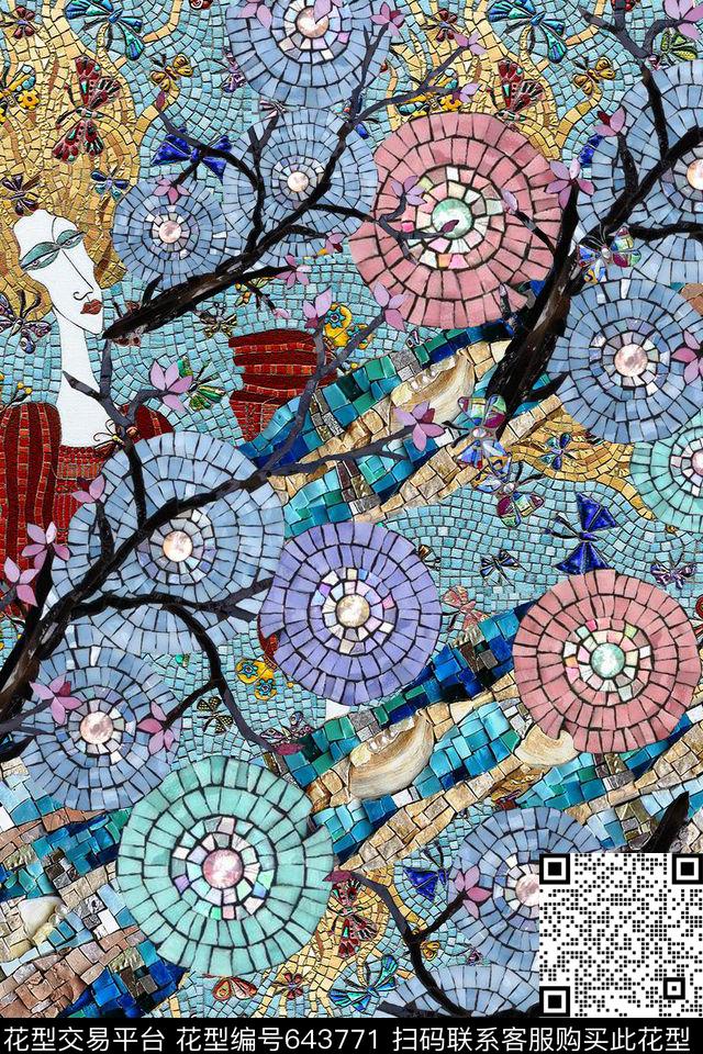 抽象卡通玻璃拼接数码印花华亿平台下载（图片编号: 643771） - 瓦栏（Walan）