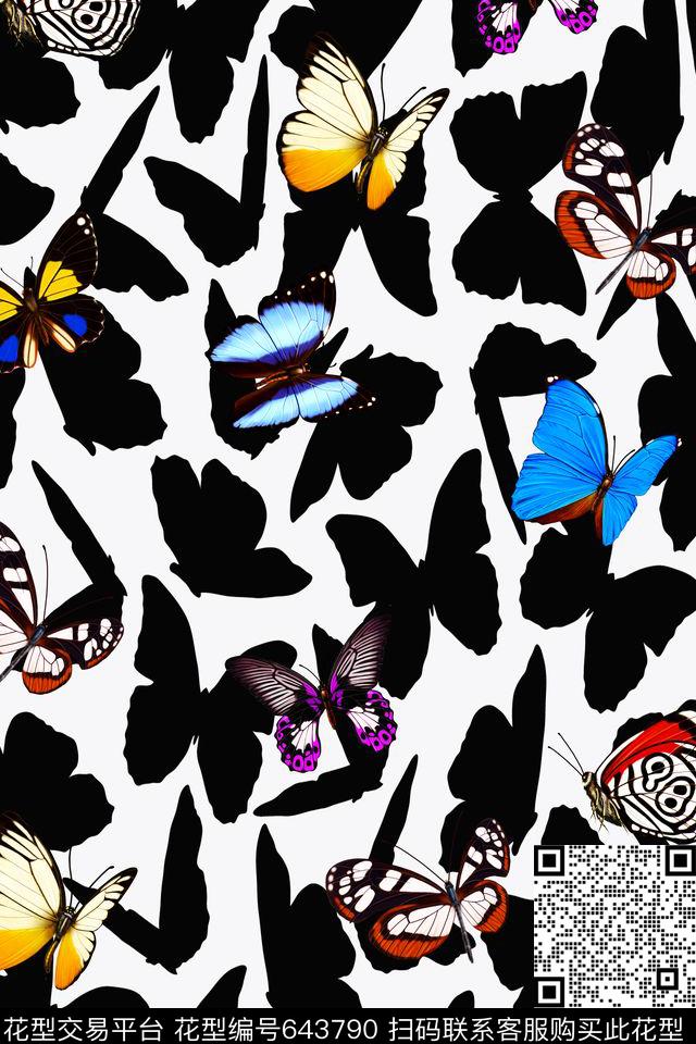 蝴蝶中国风田园数码印花华亿平台下载（图片编号: 643790） - 瓦栏（Walan）