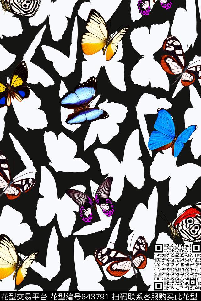 蝴蝶中国风田园数码印花华亿平台下载（图片编号: 643791） - 瓦栏（Walan）