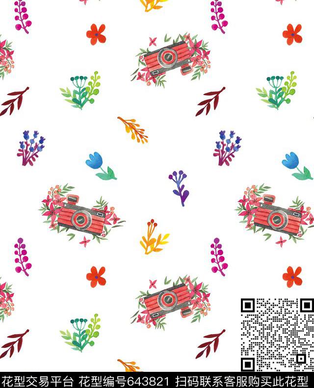 植物碎花水彩数码印花华亿平台下载（图片编号: 643821） - 瓦栏（Walan）