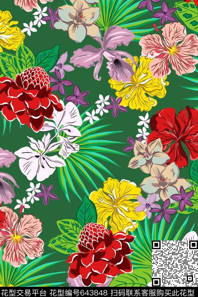 热带植物南美风情数码印花华亿平台下载（图片编号: 643848） - 瓦栏（Walan）