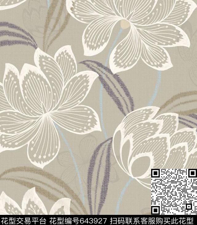 手绘花传统印花华亿平台下载（图片编号: 643927） - 瓦栏（Walan）