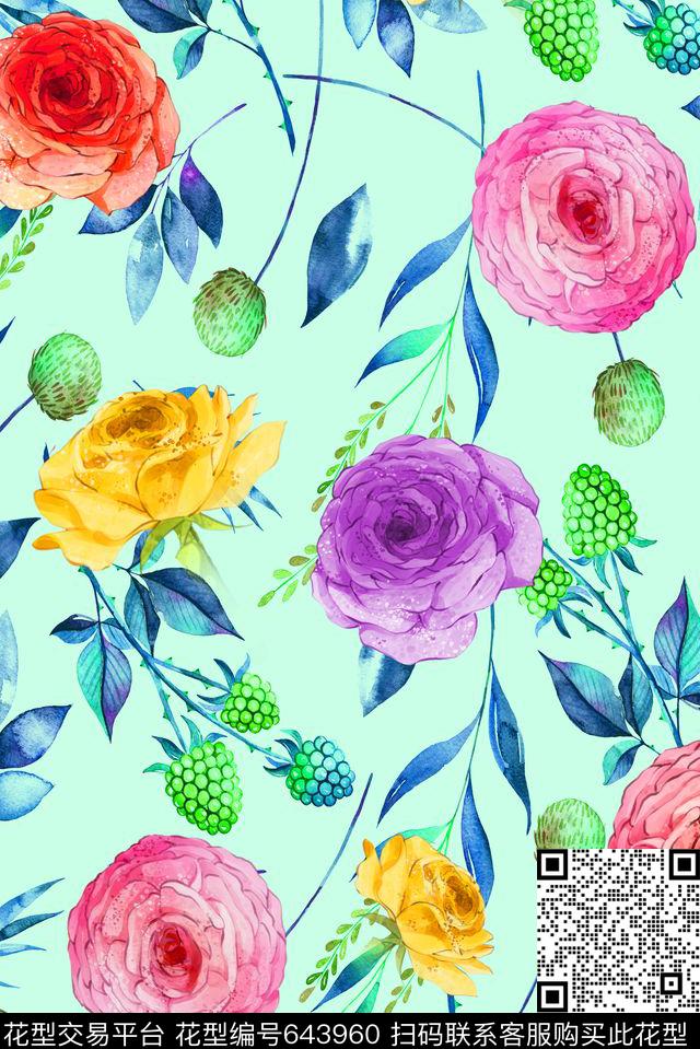 面料花花卉花朵数码印花华亿平台下载（图片编号: 643960） - 瓦栏（Walan）