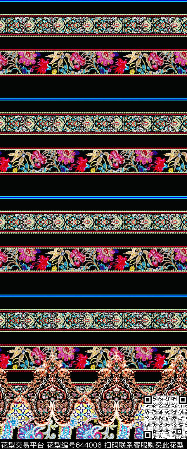 潮流时尚花朵富贵大气传统印花华亿平台下载（图片编号: 644006） - 瓦栏（Walan）
