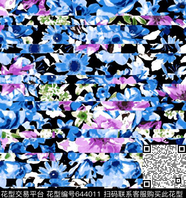 时尚大方花卉数码印花华亿平台下载（图片编号: 644011） - 瓦栏（Walan）