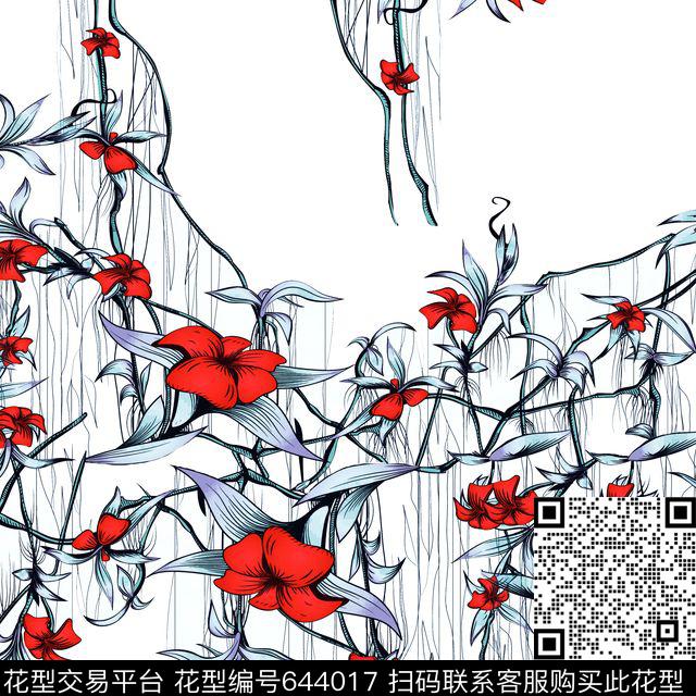 花朵花卉数码印花华亿平台下载（图片编号: 644017） - 瓦栏（Walan）
