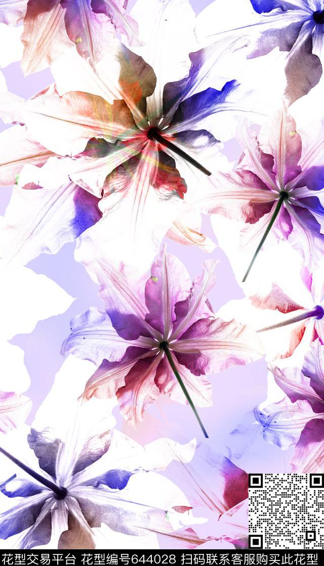 花卉、抽象、剪影数码印花华亿平台下载（图片编号: 644028） - 瓦栏（Walan）