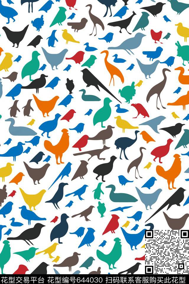 鹦鹉动物纹燕子传统印花华亿平台下载（图片编号: 644030） - 瓦栏（Walan）