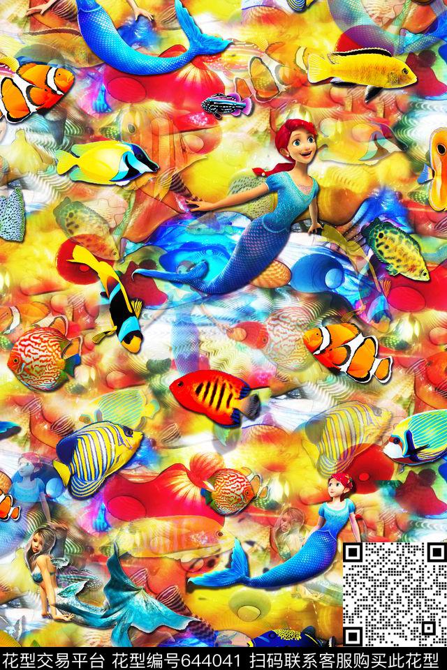 热带鱼海底世界海贝数码印花华亿平台下载（图片编号: 644041） - 瓦栏（Walan）